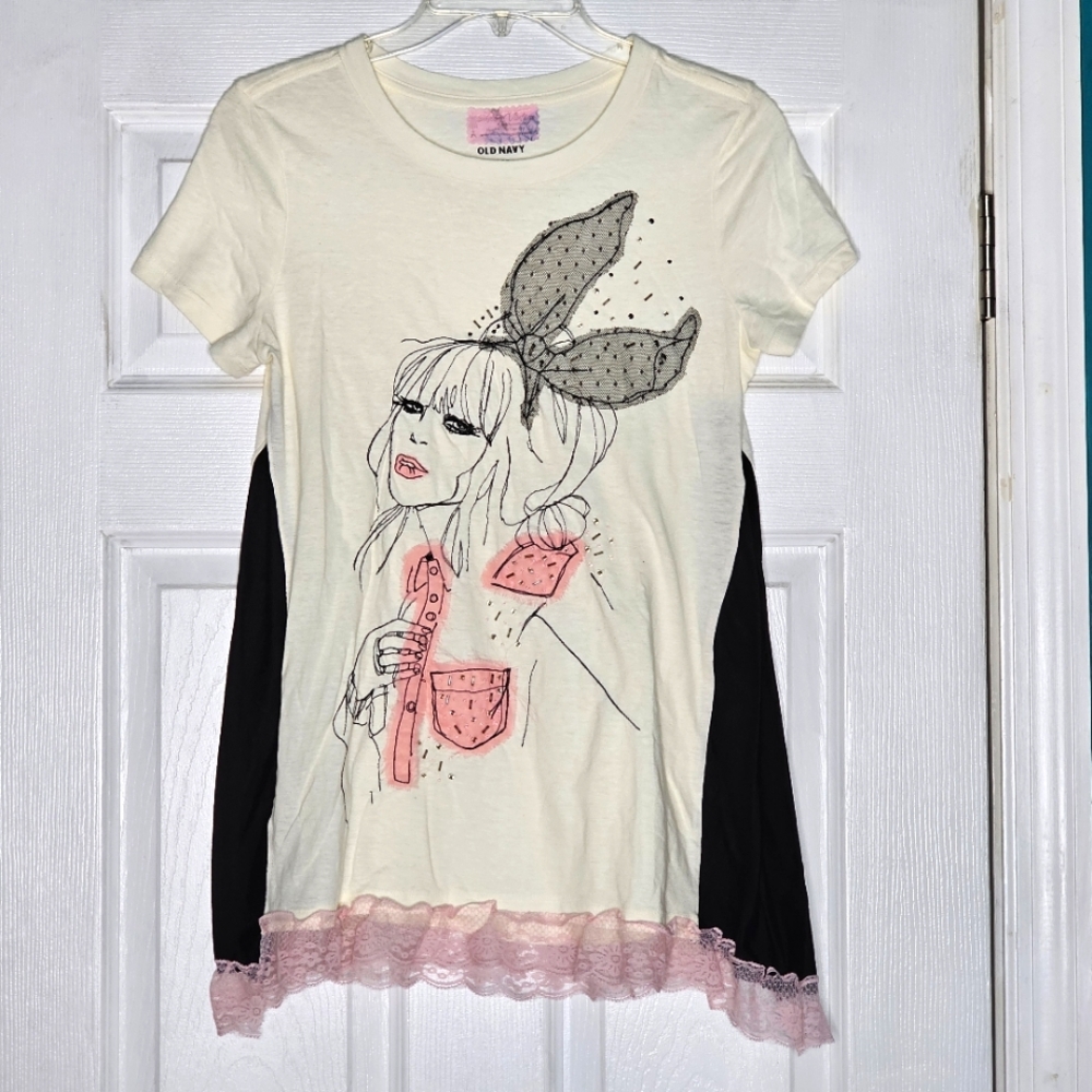 Handmade Upcycled Short Sleeve Top XS/Small